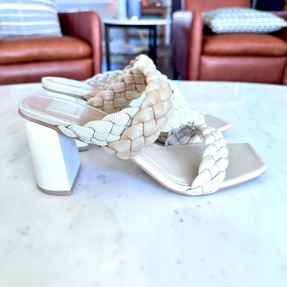 Dolce Vita Partha Ivory Multi Stella Woven Block Heel Square Open Toe Sandal NWT - Picture 1 of 12